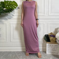 6565#Abaya summer Sleeveless Dress Muslim Ladies Knit Sling Long Dress