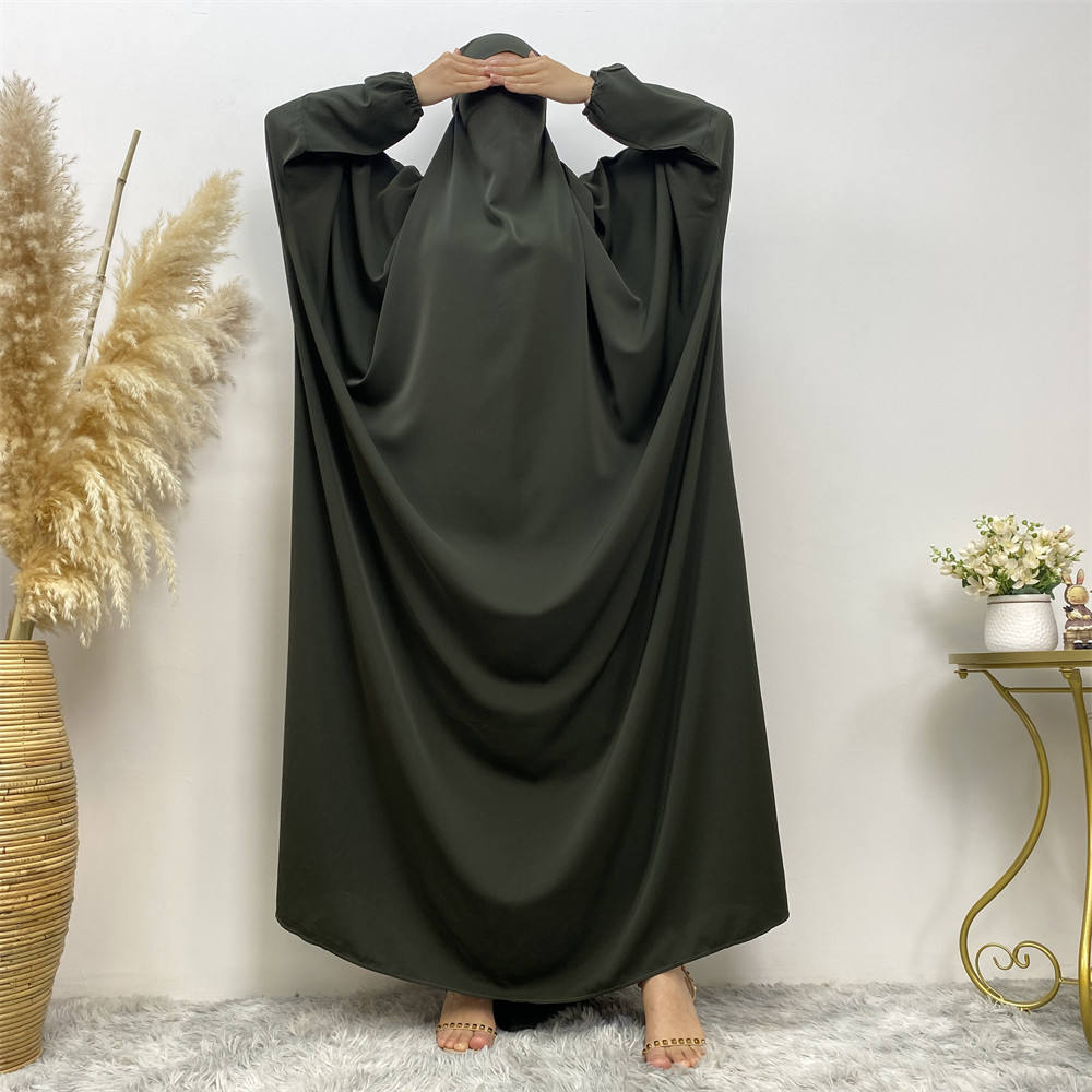 6493#Trending One Piece Full Length Jilbab_ Prayer Abaya High Quality Nida Kimono Dresses