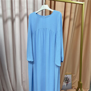 1500#Winkle Polyester Maxi Dress Traditional Muslim Women Long Abaya