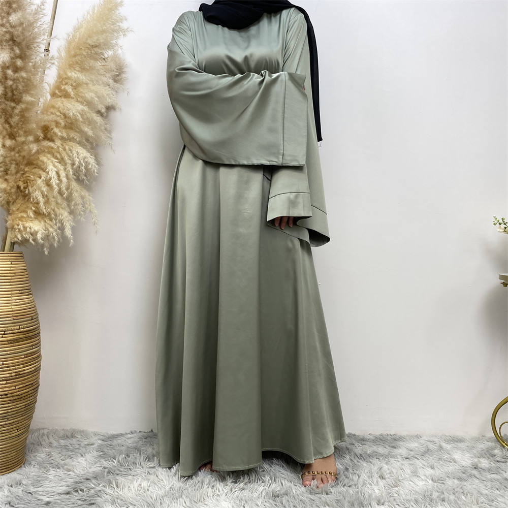 6622# Eid Muslim Islamic Design Hot Sale  Smooth Versatile Casual Satin Ladies Dress