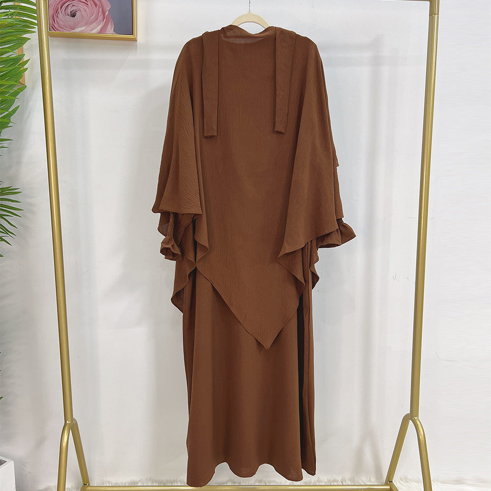 1591#&HJ907#One Layers Khimar Women Muslim Clothing Prayer Dress Two Piece Set Abaya
