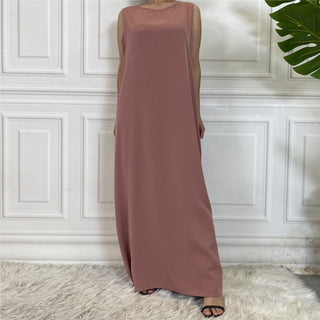 6595#Sleeveless Inner Slip Dress For Muslim Women Summer Daily Long Dresses