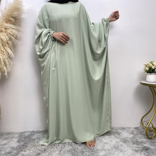 689#Premium nida solid color batwing closed abaya maxi dresses with back zipper