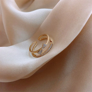 R6#Luxury Gold Color Pearl Zircon Rings for Woman Fashion Elegant Jewelry Gifts