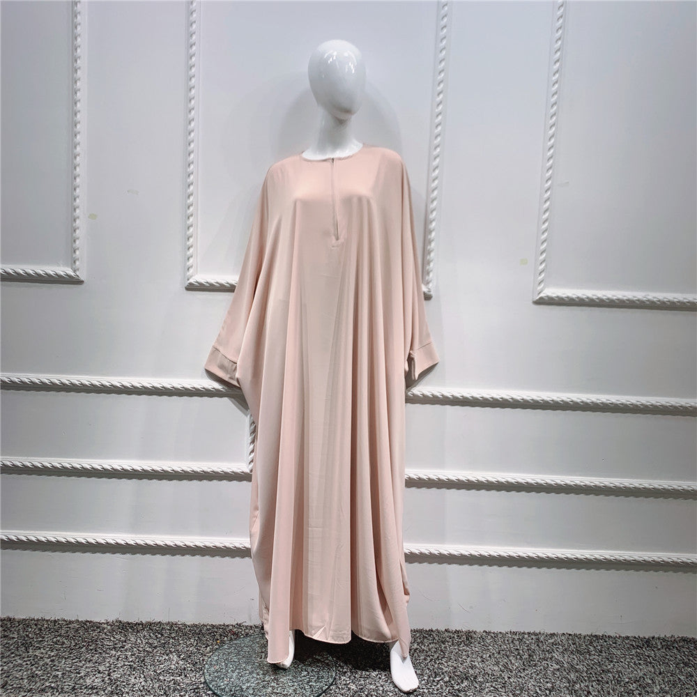 1425#Length : About 147cm / 58 Inch Solid Color Nida Jilbab_ Arab Plus Size Bat sleeves Prayer Dress Abaya