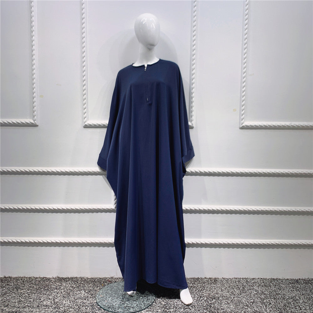 1425#Length : About 147cm / 58 Inch Solid Color Nida Jilbab_ Arab Plus Size Bat sleeves Prayer Dress Abaya