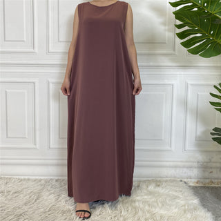 6595#Sleeveless Inner Slip Dress For Muslim Women Summer Daily Long Dresses