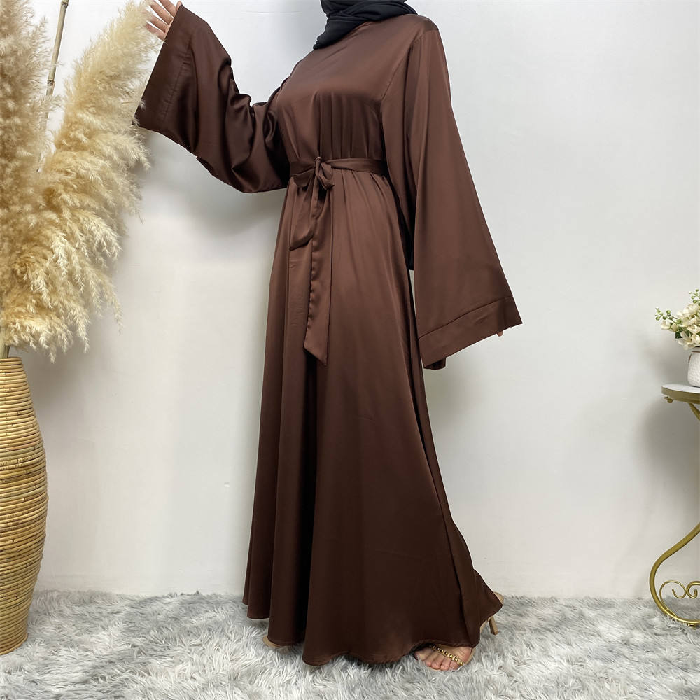 6622# Eid Muslim Islamic Design Hot Sale  Smooth Versatile Casual Satin Ladies Dress