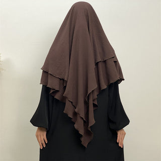 2307# New arrival wrinkle crepe two layer fashion prayer scarf head cover shawl