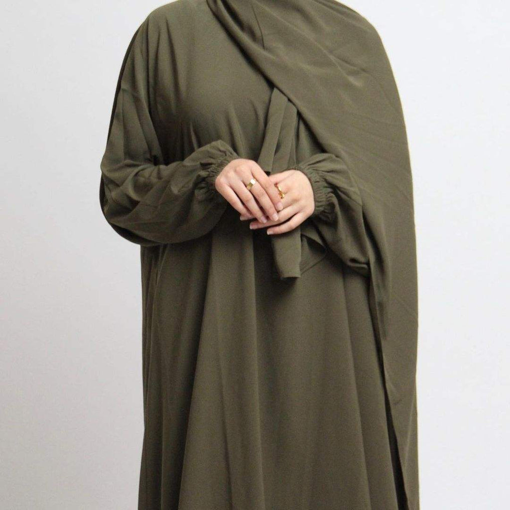1499#EID Muslim Clothing Nida Prayer Dress Women Abaya With Attached Hijab