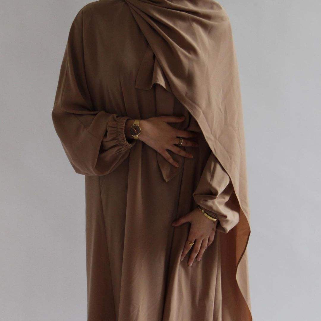 1499#EID Muslim Clothing Nida Prayer Dress Women Abaya With Attached Hijab