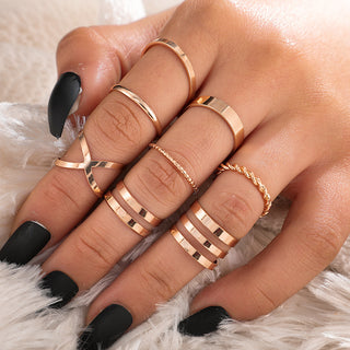 R5# 7pcs Fashion Jewelry Rings Set Hot Selling Metal Women Finger Ring for Girl Wedding Gifts