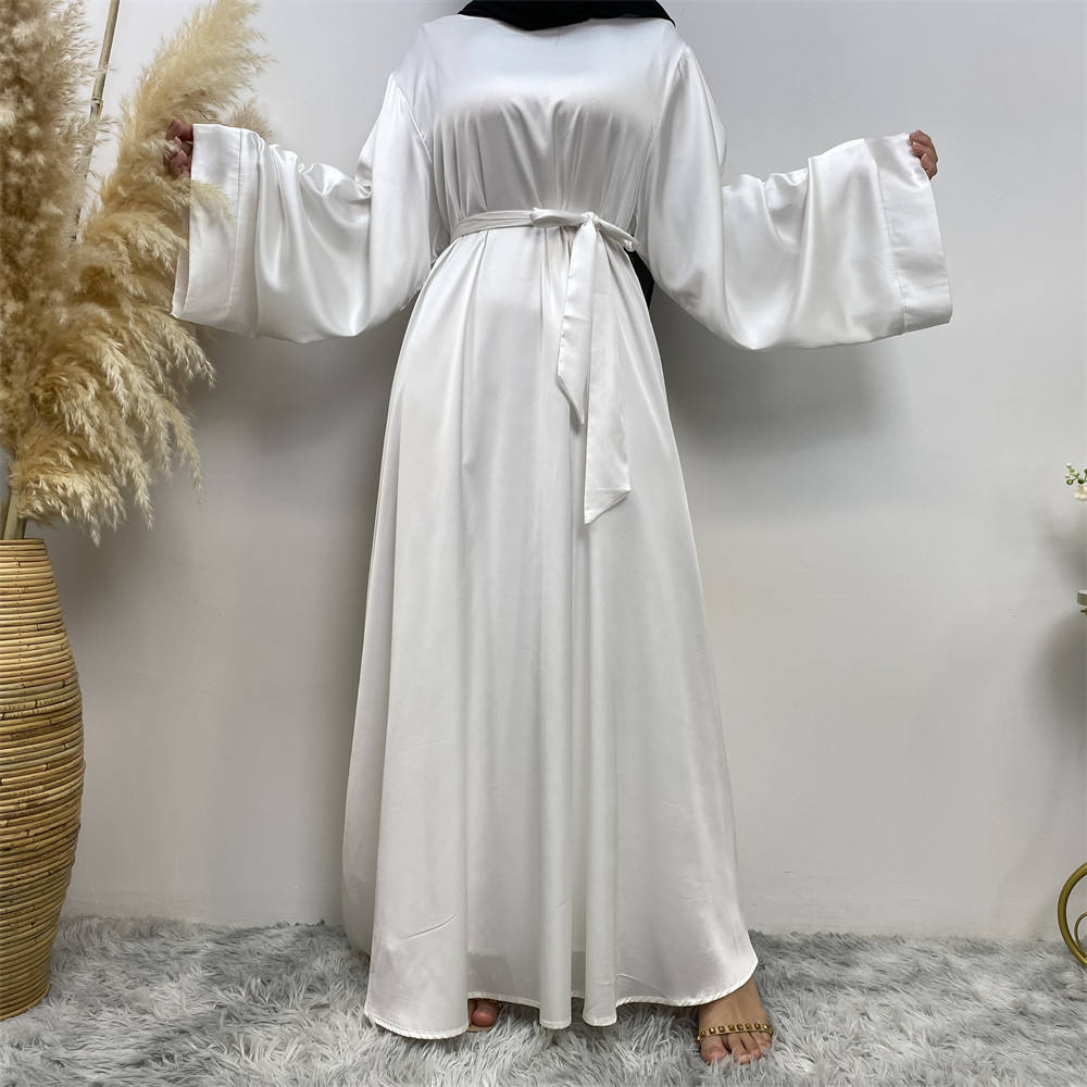 6622# Eid Muslim Islamic Design Hot Sale  Smooth Versatile Casual Satin Ladies Dress