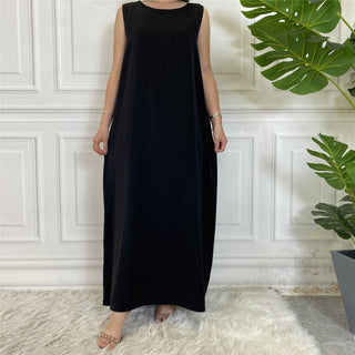 6595#Sleeveless Inner Slip Dress For Muslim Women Summer Daily Long Dresses