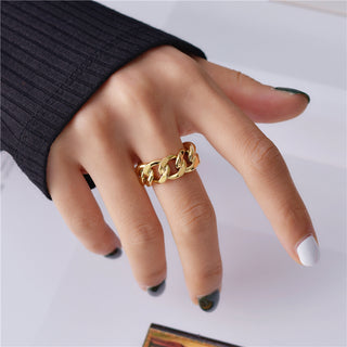 R10#2022 Cool Hip Pop Rings Multi-layer Adjustable Chain Four Open Finger Rings