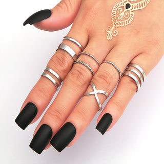 R5# 7pcs Fashion Jewelry Rings Set Hot Selling Metal Women Finger Ring for Girl Wedding Gifts