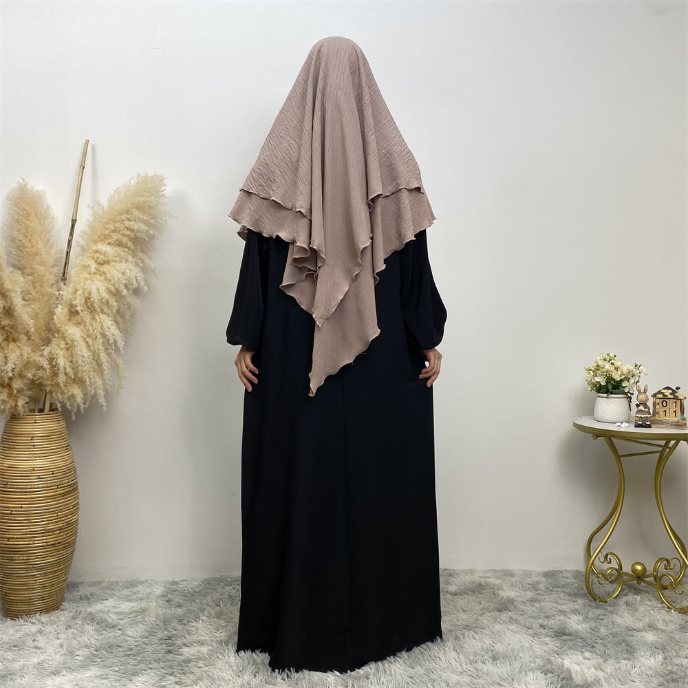 2307# New arrival wrinkle crepe two layer fashion prayer scarf head cover shawl