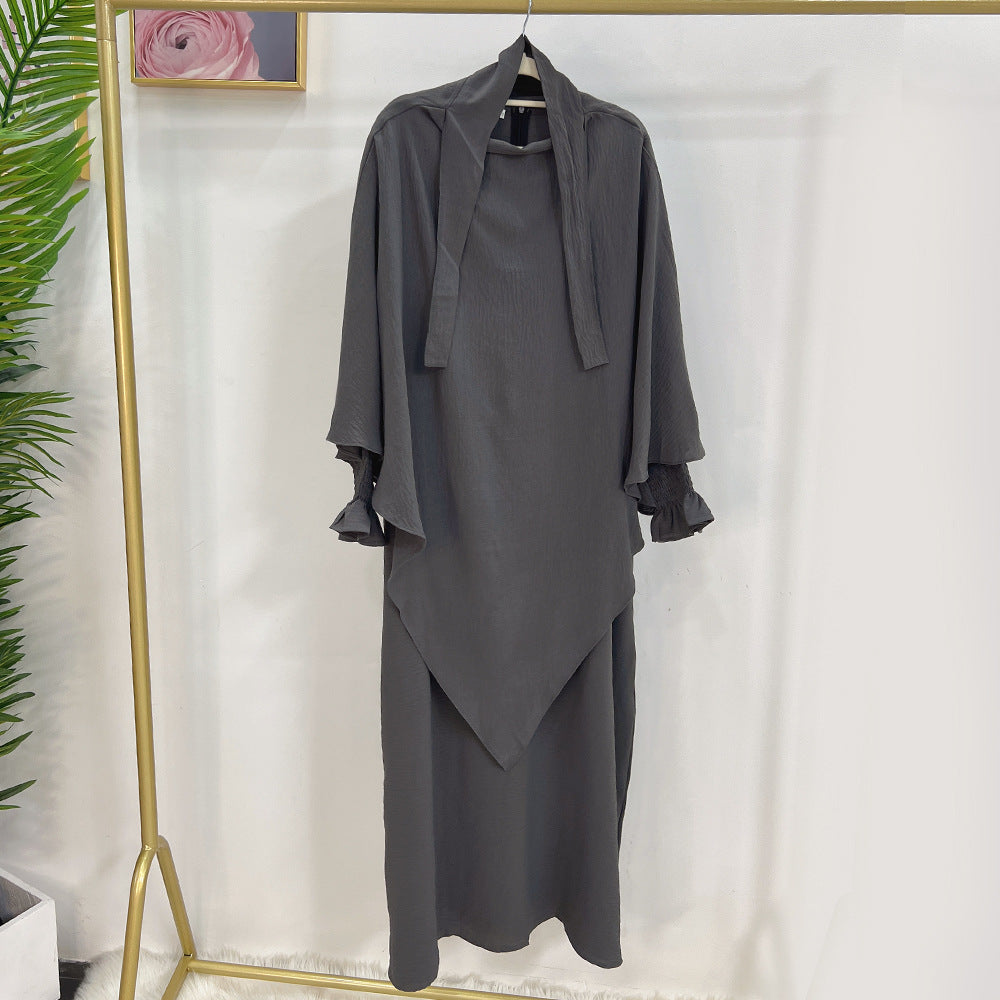 1591#&HJ907#One Layers Khimar Women Muslim Clothing Prayer Dress Two Piece Set Abaya