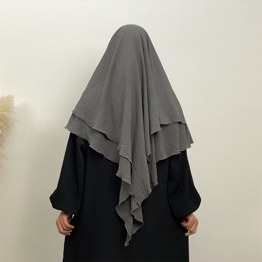 2307# New arrival wrinkle crepe two layer fashion prayer scarf head cover shawl