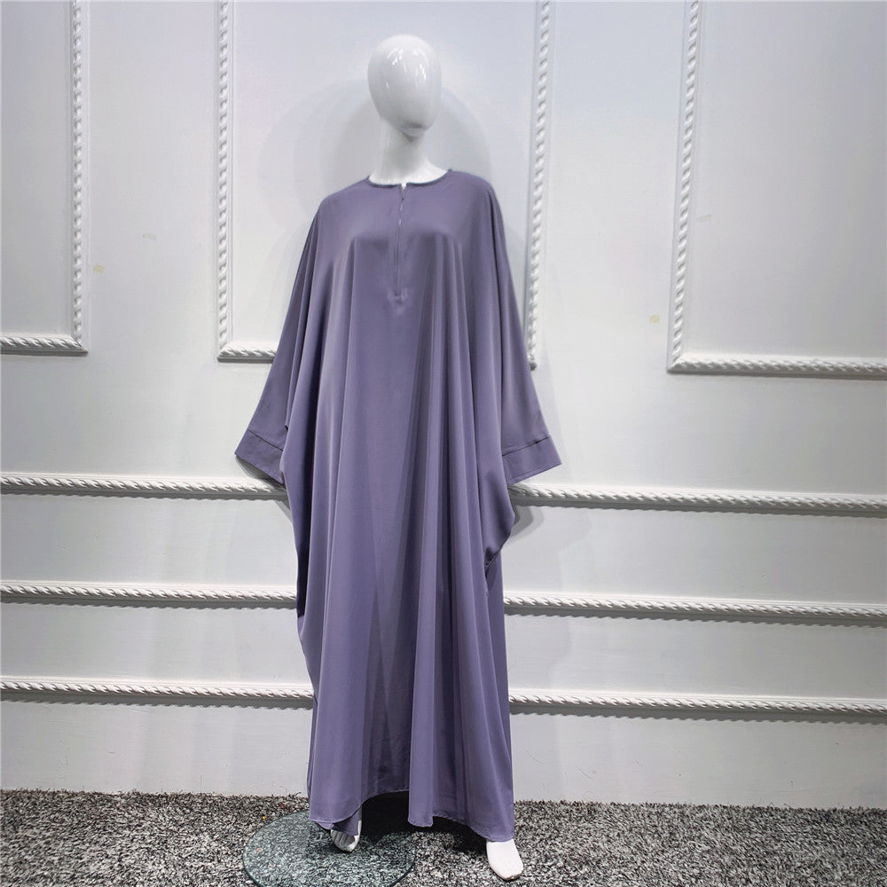 1425#Length : About 147cm / 58 Inch Solid Color Nida Jilbab_ Arab Plus Size Bat sleeves Prayer Dress Abaya