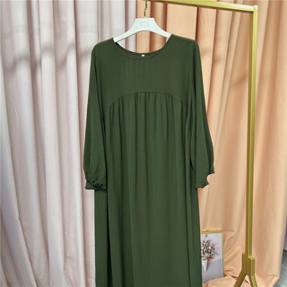 1500#Winkle Polyester Maxi Dress Traditional Muslim Women Long Abaya