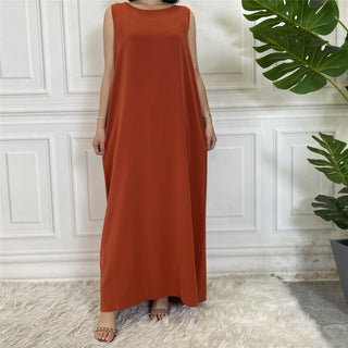 6595#Sleeveless Inner Slip Dress For Muslim Women Summer Daily Long Dresses