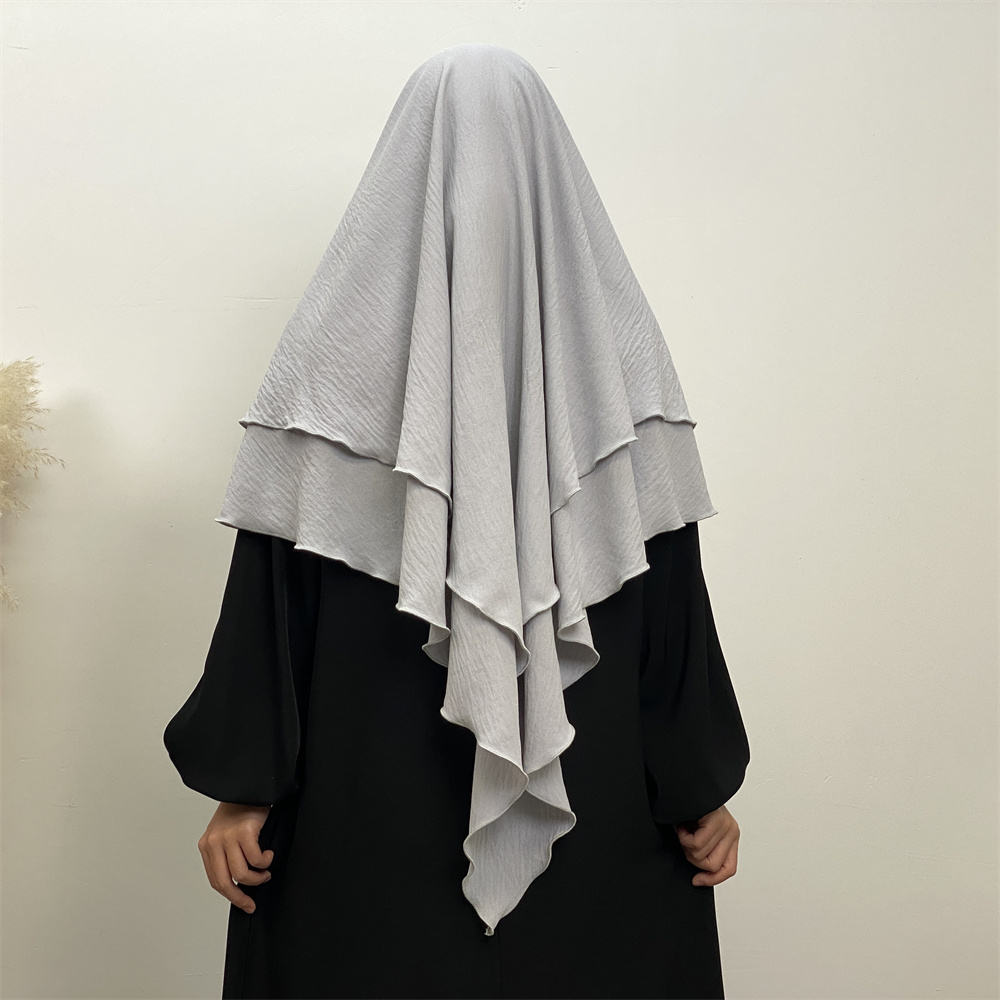 2307# New arrival wrinkle crepe two layer fashion prayer scarf head cover shawl