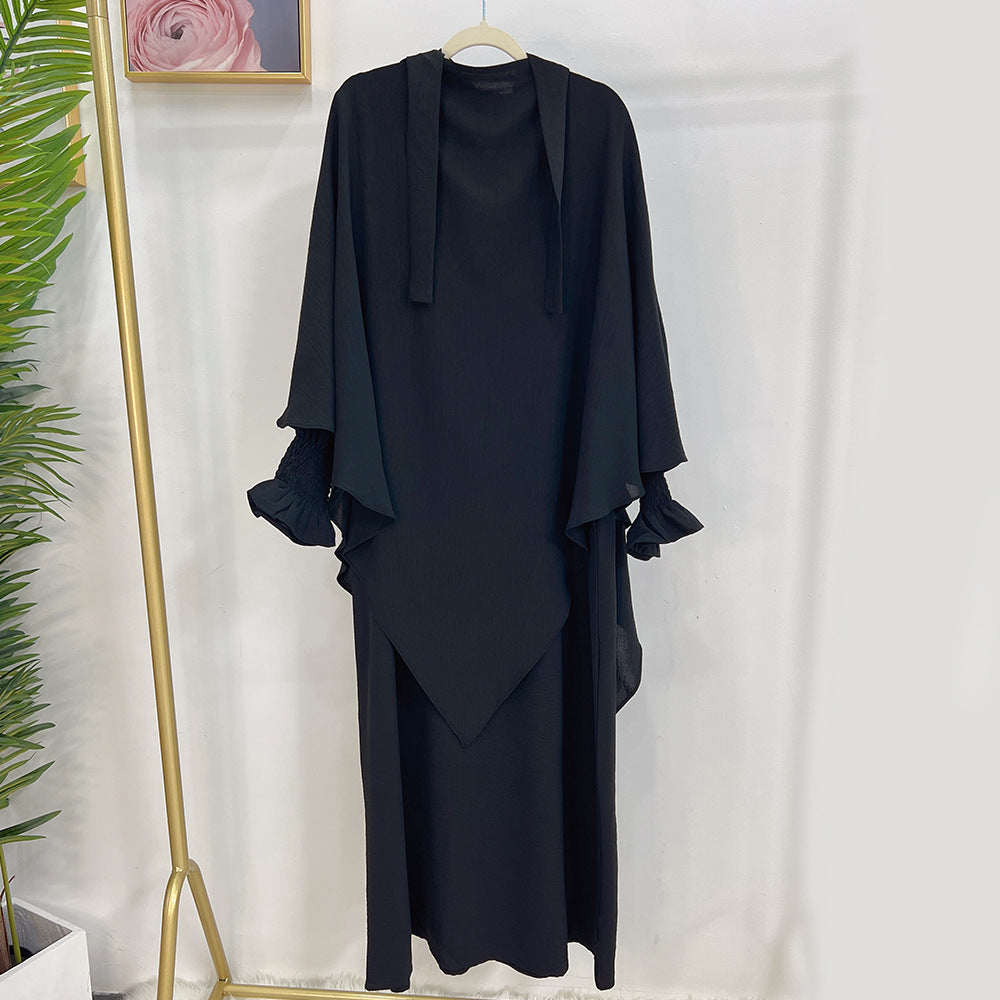 1591#&HJ907#One Layers Khimar Women Muslim Clothing Prayer Dress Two Piece Set Abaya