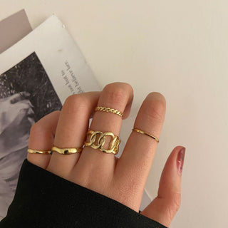 R5# 7pcs Fashion Jewelry Rings Set Hot Selling Metal Women Finger Ring for Girl Wedding Gifts