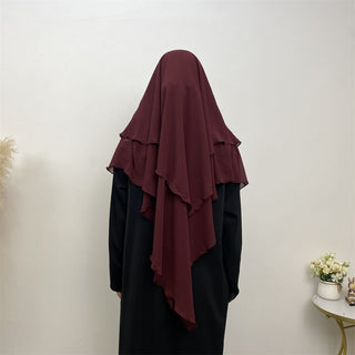 2305# 2023 Chiffon Women Two Layers Eid Khimar 19 Solid Color Colors Scarves