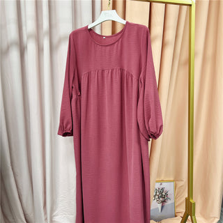 1500#Winkle Polyester Maxi Dress Traditional Muslim Women Long Abaya