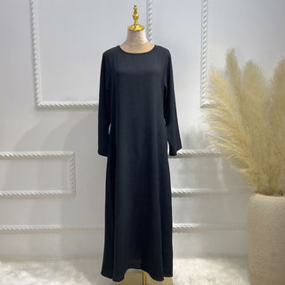 1593#On Sale Solid Color Long Sleeve Islamic Clothing Modest Closed Abaya Dress