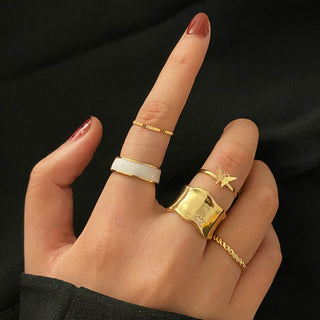 R5# 7pcs Fashion Jewelry Rings Set Hot Selling Metal Women Finger Ring for Girl Wedding Gifts