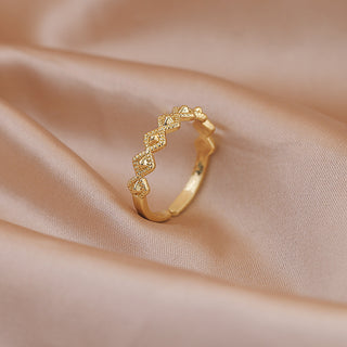 R6#Luxury Gold Color Pearl Zircon Rings for Woman Fashion Elegant Jewelry Gifts