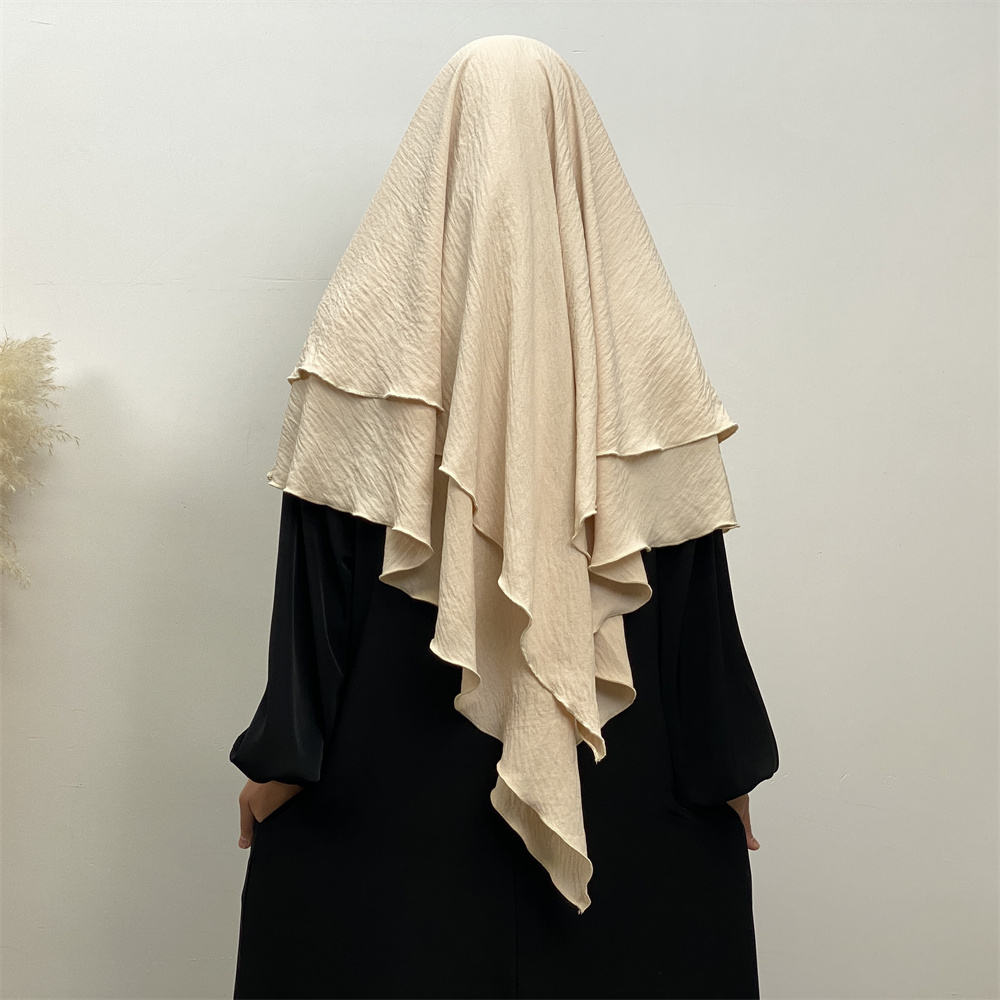 2307# New arrival wrinkle crepe two layer fashion prayer scarf head cover shawl
