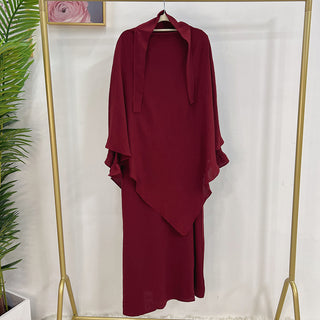 1591#&HJ907#One Layers Khimar Women Muslim Clothing Prayer Dress Two Piece Set Abaya