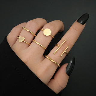 R5# 7pcs Fashion Jewelry Rings Set Hot Selling Metal Women Finger Ring for Girl Wedding Gifts