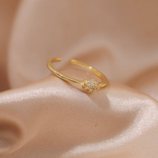 R6#Luxury Gold Color Pearl Zircon Rings for Woman Fashion Elegant Jewelry Gifts