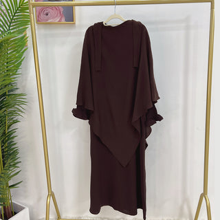 1591#&HJ907#One Layers Khimar Women Muslim Clothing Prayer Dress Two Piece Set Abaya