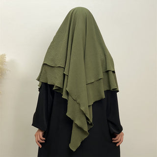 2307# New arrival wrinkle crepe two layer fashion prayer scarf head cover shawl