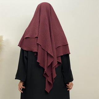 2307# New arrival wrinkle crepe two layer fashion prayer scarf head cover shawl