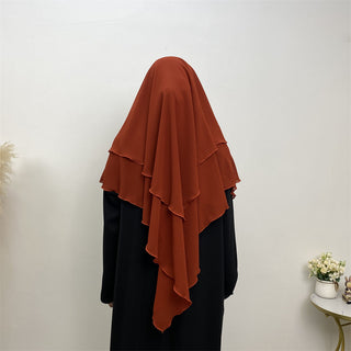 2305# 2023 Chiffon Women Two Layers Eid Khimar 19 Solid Color Colors Scarves