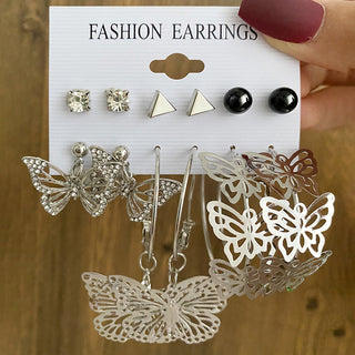 E16#Trendy Gold Color Metal Earrings Set For Women Earrings Jewelry