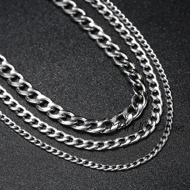 NM1#Long Stainless Steel Chain Necklace Hip Hop for Women Men on The Neck Fashion Jewelry Accessories Choker Valentine's Day