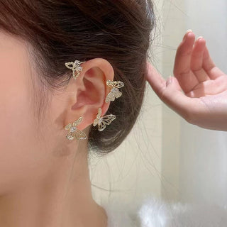 E4#  2022 Fashion Kpop Shiny Zircon Butterfly Clip Earrings Jewelry