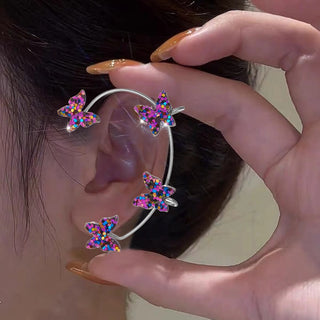 E4#  2022 Fashion Kpop Shiny Zircon Butterfly Clip Earrings Jewelry