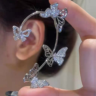 E4#  2022 Fashion Kpop Shiny Zircon Butterfly Clip Earrings Jewelry